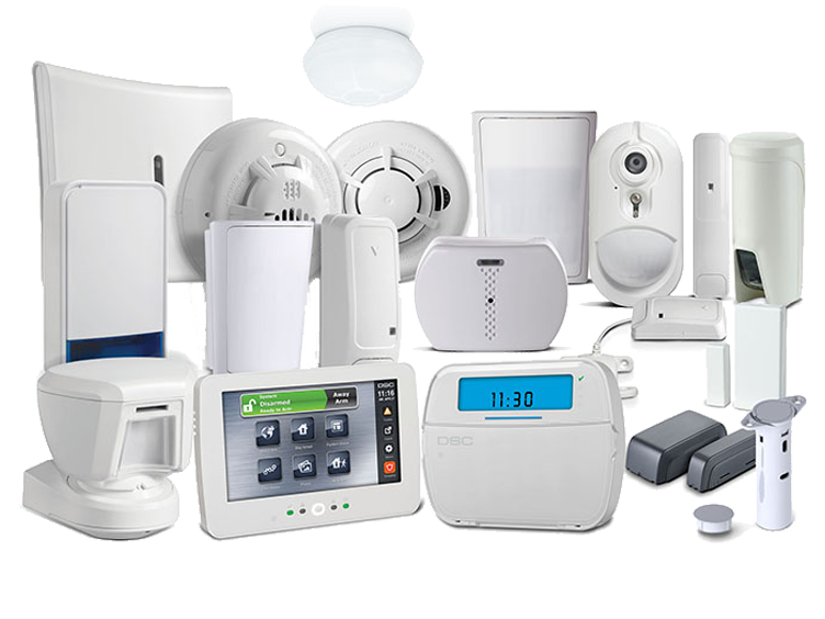 Wireless Security and intrusion detection panel systems displayed by DSC